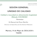 Calidad e inocuidad en alimentación hospitalaria: Método COCINHEX Calidad e inocuidad en alimentación hospitalaria: Método COCINHEX